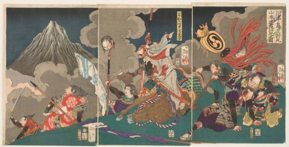 Japanese Print "The death of Yamamoto Kansuke at the Battle of Kawanakajima" by Tsukioka Yoshitoshi, 月岡芳年 (Tsukioka Yoshitoshi 月岡 芳年)