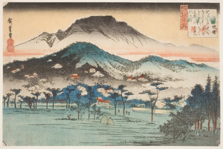 Japanese Print "The Evening Bell at Mii-Dera" by Utagawa Hiroshige, 歌川広重 (Utagawa Hiroshige I 歌川 広重)