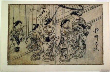 Japanese Print "High-ranking Courtesan from Shinmachi (Shinmachi Tayu)" by Nishikawa Sukenobu, 西川祐信 (Nishikawa Sukenobu)