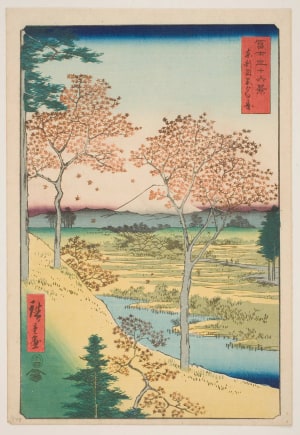 Japanese Print "Yūhigaoka at Meguro in the Eastern Capital" by Utagawa Hiroshige, 歌川広重 (Utagawa Hiroshige I 歌川 広重)