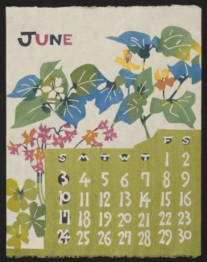 Estampe japonaise "June, 1973 – Wild Flowers: Dokudami and Katabami" par Nishijima, Takeshi