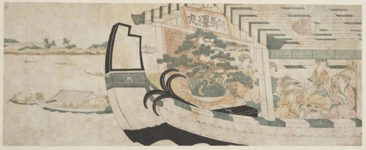 Japanese Print "A Boating Party on the Sumida River" by Katsukawa Shunsen, 勝川春扇 (Katsukawa Shunsen 勝川 春扇)