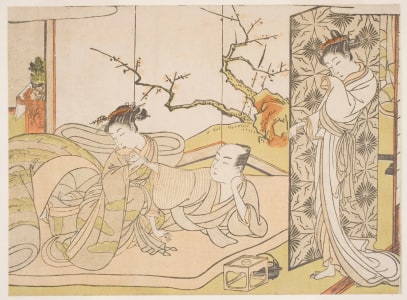 Japanese Print "Scenes in a Brothel in the Yoshiwara" by Suzuki Harunobu, 鈴木春信 (Suzuki Harunobu 鈴木 春信)