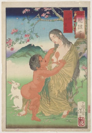 Japanese Print "Kintoki and Yamauba" by Tsukioka Yoshitoshi, 月岡芳年 (Tsukioka Yoshitoshi 月岡 芳年)