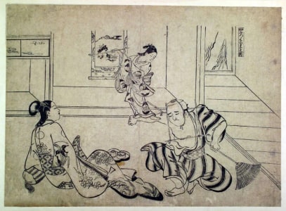 Japanese Print "Bald-Headed Tengu of Kurama Mountain (Kaburo Kurama Tengu)" by Okumura Masanobu, 奥村政信 (Okumura Masanobu 奥村 政信)