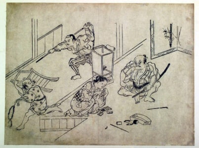 Japanese Print "Two Incidents" by Okumura Masanobu, 奥村政信 (Okumura Masanobu 奥村 政信)