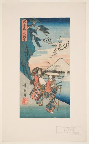 Japanese Print "Scene From Act Viii, Tonase, Wife of Kakogawa Honzo and their Daughter Konami" by Utagawa Hiroshige, 歌川広重 (Utagawa Hiroshige I 歌川 広重)