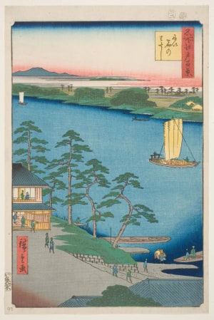 Japanese Print "Niijuku Ferry (Niijuku no watashi)" by Utagawa Hiroshige, 歌川広重 (Utagawa Hiroshige I 歌川 広重)
