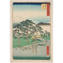 Japanese Print "No. 7, Fujisawa: Fuji on the Left and the Pine Groves of Nanki" by Utagawa Hiroshige, 歌川広重 (Utagawa Hiroshige I 歌川 広重)