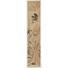 Chokosai Eisho, 鳥高斎栄昌 (Hosoda Eisho)による浮世絵「A Courtesan and her Girl Attendant during the Cherry Blossom Season」