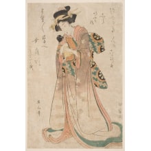 Japanese Print "A Young Woman Holding a Doll" by Kikugawa Eizan, 菊川英山 (Kikukawa Eizan 菊川 英山)