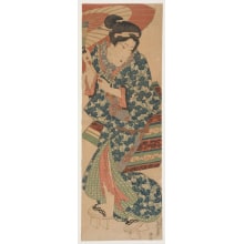Japanese Print "Geisha Walking with an Umbrella" by Keisai Eisen, 渓斉英泉 (Keisai Eisen 渓斎 英泉)