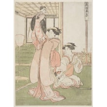 Japanese Print "A Young Woman Holding a Puppet" by Kitao Shigemasa, 北尾重政 (Kitao Shigemasa 北尾 重政)
