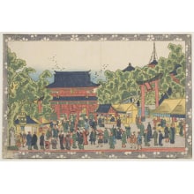 Japanese Print "The Gold-Dragon Buddhist Temple In The Asakusa District Of Edo" by Unknown, 無款