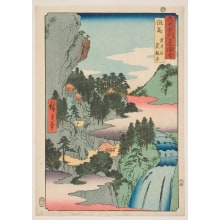 Japanese Print "Tajima Province: the Iwai Valley, Kannon Cave" by Utagawa Hiroshige, 歌川広重 (Utagawa Hiroshige I 歌川 広重)