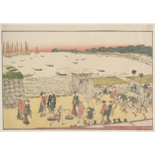 Japanese Print "On the Sands at Takanawa" by Katsukawa Shunsen 勝川 春扇