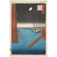 Japanese Print "Tsukudajima from Eitai Bridge (Eitaibashi Tsukudajima)" by Utagawa Hiroshige, 歌川広重 (Utagawa Hiroshige I 歌川 広重)