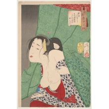 Japanese Print "Looking Itchy: Customs and Manners of a Concubine in the Kaei Era" by Tsukioka Yoshitoshi, 月岡芳年 (Tsukioka Yoshitoshi 月岡 芳年)