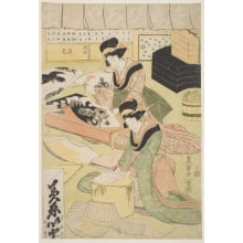 Japanese Print "Women Making Fans" by Utagawa Toyokuni I, 歌川豊国 (Utagawa Toyokuni I 歌川 豊国)
