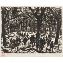 Japanese Print "Harvard Yard in Spring" by Matsubara Naoko, 松原直子 (Matsubara Naoko)