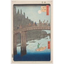 Japanese Print "Bamboo Yards, Kyōbashi Bridge (Kyōbashi Takegashi)" by Utagawa Hiroshige, 歌川広重 (Utagawa Hiroshige I 歌川 広重)