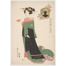Japanese Print "Girl with a Sake Cup" by Kikugawa Eizan, 菊川英山 (Kikukawa Eizan 菊川 英山)