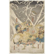 Japanese Print "Yoshitsune and his vassals in the snow" by Utagawa Kuniyoshi, 歌川国芳 (Utagawa Kuniyoshi 歌川 国芳)