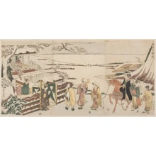 Japanese Print "Fanciful Picture Of The Three Visits" by Rekisentei Eiri