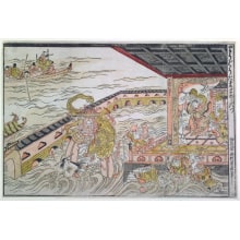 Japanischer Druck "Picture of Retrieving the Jewel from the Dragon King's Palace (Ryugu tamatori no zu) [along right margin]" von Nishimura Shigenaga, 西村重長 (Nishimura, Shigenaga)