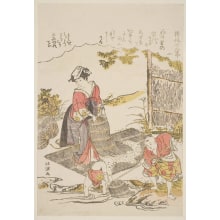 Japanese Print "Preparing Rice For Planting" by Kitao Masanobu