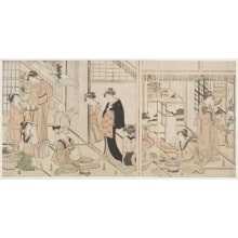 Japanese Print "Preparing for the New Year's Festival" by Katsukawa Shuncho, 勝川春潮 (Katsukawa Shunchō 勝川 春潮)