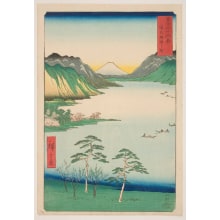 Japanese Print "Lake Suwa in Shinano Province (Shinshū Suwa no mizuumi)" by Utagawa Hiroshige, 歌川広重 (Utagawa Hiroshige I 歌川 広重)