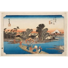 Japanese Print "Kawasaki: Rokugo Ferry (Tosen)" by Utagawa Hiroshige, 歌川広重 (Utagawa Hiroshige I 歌川 広重)