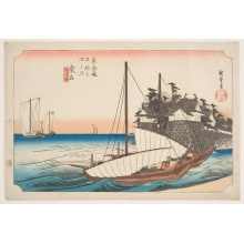 Japanese Print "Kuwana: The Mouth of the Seven-Ri" by Utagawa Hiroshige, 歌川広重 (Utagawa Hiroshige I 歌川 広重)
