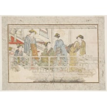 Japanese Print "Viewing a Kiku Niwaka" by Katsukawa Shuncho, 勝川春潮 (Katsukawa Shunchō 勝川 春潮)