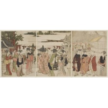 Japanese Print "Famous Temple Visitors" by Utagawa Toyohiro, 歌川豊広 (Utagawa Toyohiro 歌川 豊広)