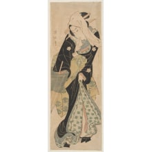 Japanese Print "Woman Carrying a Closed Umbrella" by Kikugawa Eizan, 菊川英山 (Kikukawa Eizan 菊川 英山)
