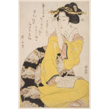 Japanese Print "In Yellow Attire" by Kikugawa Eizan, 菊川英山 (Kikukawa Eizan 菊川 英山)