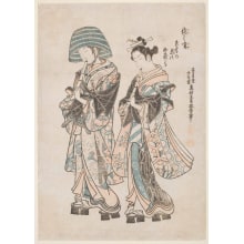 Japanese Print "Strolling Musician Komuso Monks" by Okumura Masanobu, 奥村政信 (Okumura Masanobu 奥村 政信)