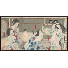 Japanese Print "Summer: Women Bathing at the Daishōrō" by Tsukioka Yoshitoshi, 月岡芳年 (Tsukioka Yoshitoshi 月岡 芳年)