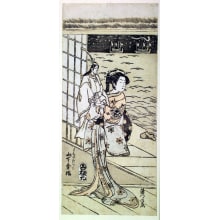 Torii Kiyotsune, 鳥居清経 (Torii Kiyotsune)创作的日本版画《Yamashita Kinsaku II as Suke no Tsubone holding a Doll Representing the Young Emperor Antoku》