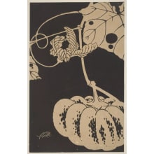 Jakuchu, 伊藤若冲 (Jakuchu Ito)创作的日本版画《Squash (Kabocha) on Vine and Crawling Bug》