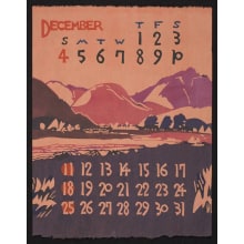 Estampe japonaise "December, 1977 – Twilight at Arashiyama near Kyoto" par Takeshi Nishijima