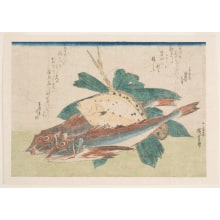 Japanese Print "Gurnards, Flatfish, and Bamboo Grass" by Utagawa Hiroshige, 歌川広重 (Utagawa Hiroshige I 歌川 広重)