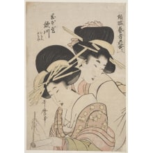Kitagawa Utamaro, 喜多川歌麿 (Kitagawa Utamaro I 喜多川 歌麿)创作的日本版画《An Oiran And A Geisha》