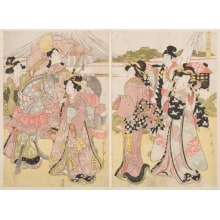 Japanese Print "A Procession of Young Women" by Kitagawa Utamaro II 二代 喜多川 歌麿