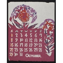 Estampe japonaise "October, 1978 – Cockscomb" par Takeshi Nishijima