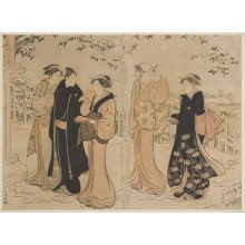 Torii Kiyonaga, 鳥居清長 (Torii Kiyonaga)创作的日本版画《A Winter Visit To A Shrine》