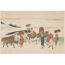 Katsushika Hokusai, 葛飾北斎 (Katsushika Hokusai 葛飾 北斎)创作的日本版画《Firewood Gatherers Returning Home》