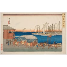 Utagawa Hiroshige, 歌川広重 (Utagawa Hiroshige I 歌川 広重)创作的日本版画《Picture of Takanawa》
